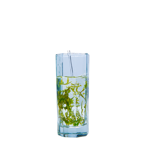 Huangshan Maofeng Organic green tea brewing effect in glass